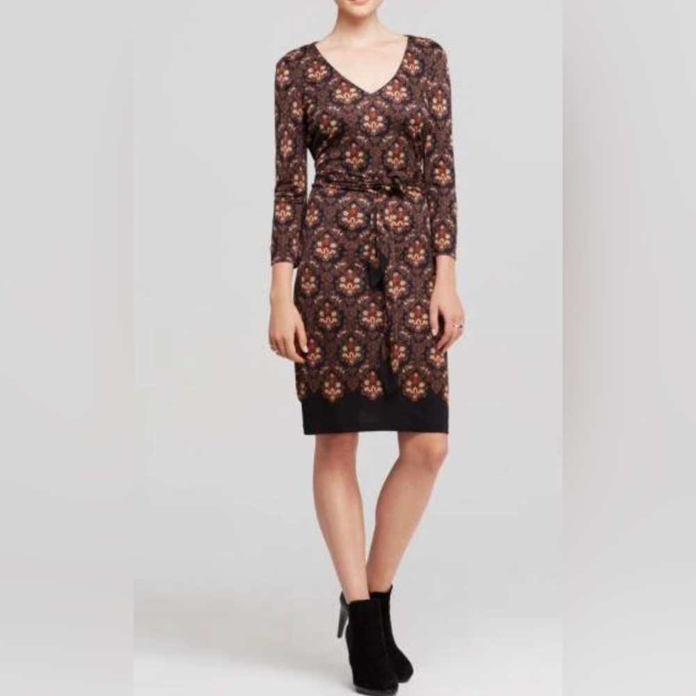 Tory Burch Tory Navy Damask Engineered Print Tilda Silk Dress Size S